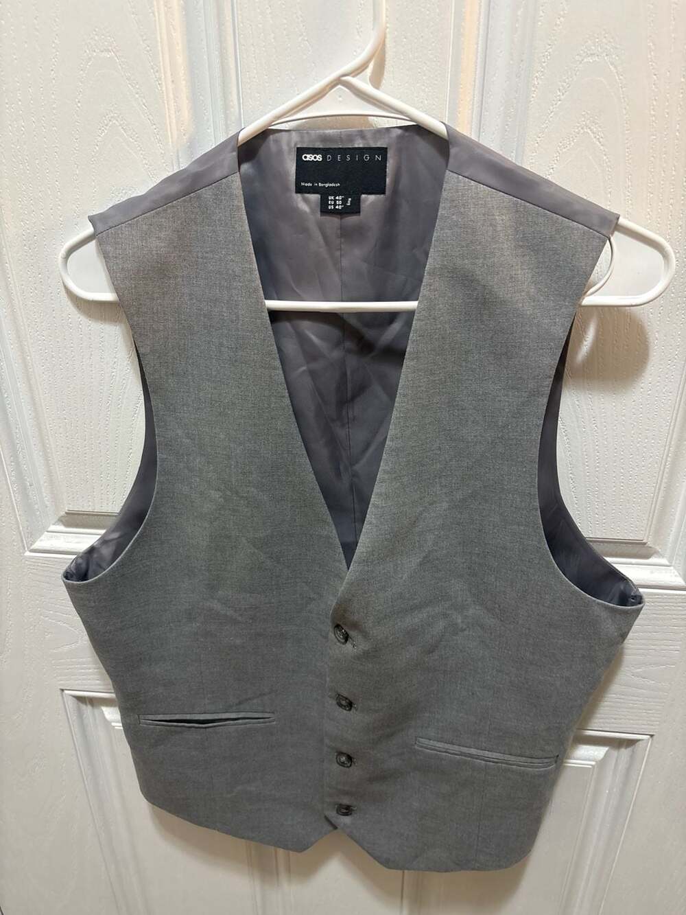 ASOS DESIGN Men's Grey Suit Waistcoat Vest Size US 40 Reg